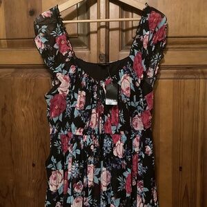 Torrid Sweetheart Mini Dress - Mesh Floral Black - Size 0X